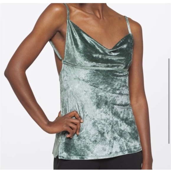 FREE PEOPLE All Night Velvet Tunic Strappy Tank Top Green - Picture 4 of 12